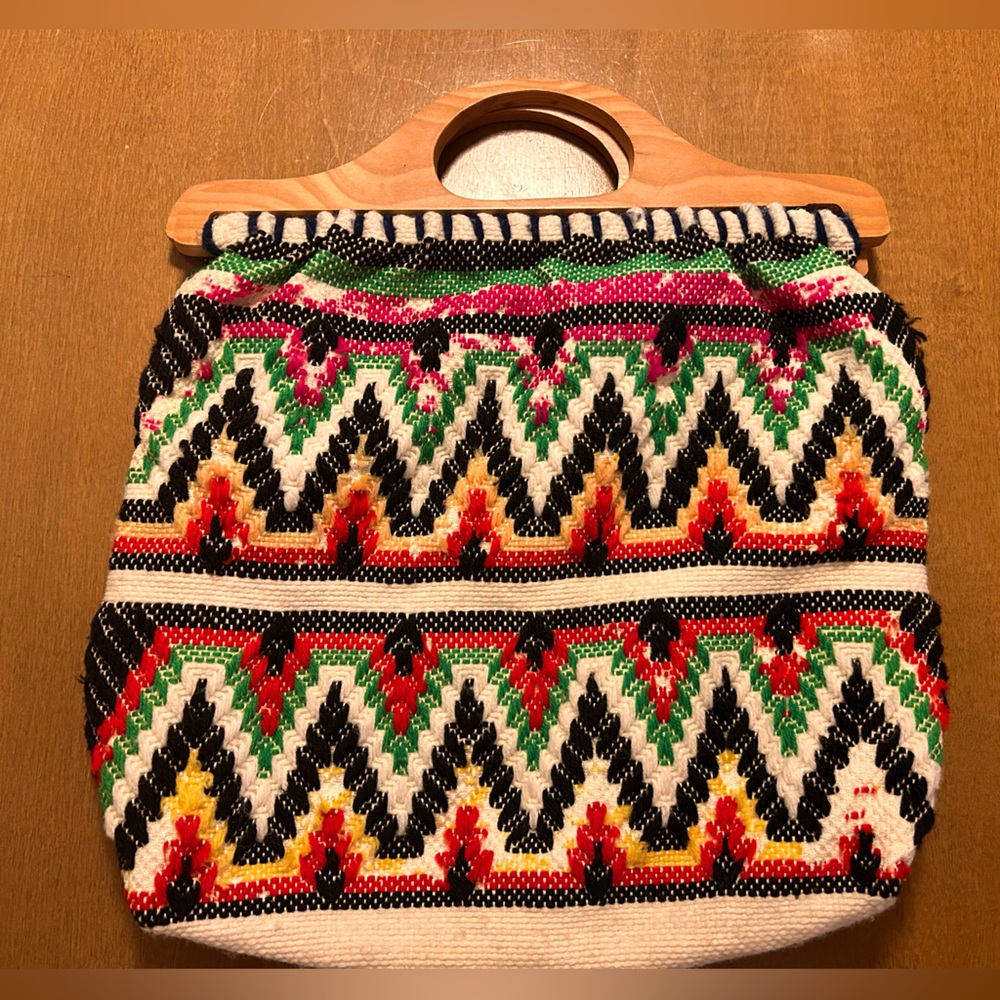 Vintage Wooden handle Knitting bag